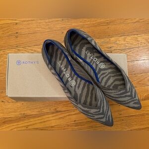Rothy's The Point Gray Zebra Pointed Ballet Flats Women's Size 9